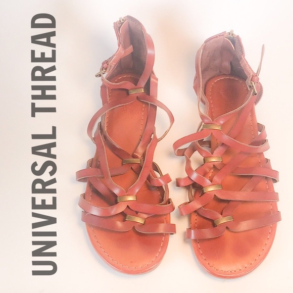 Universal Thread Shoes - Universal Thread Sandals Gold with zipper back 7